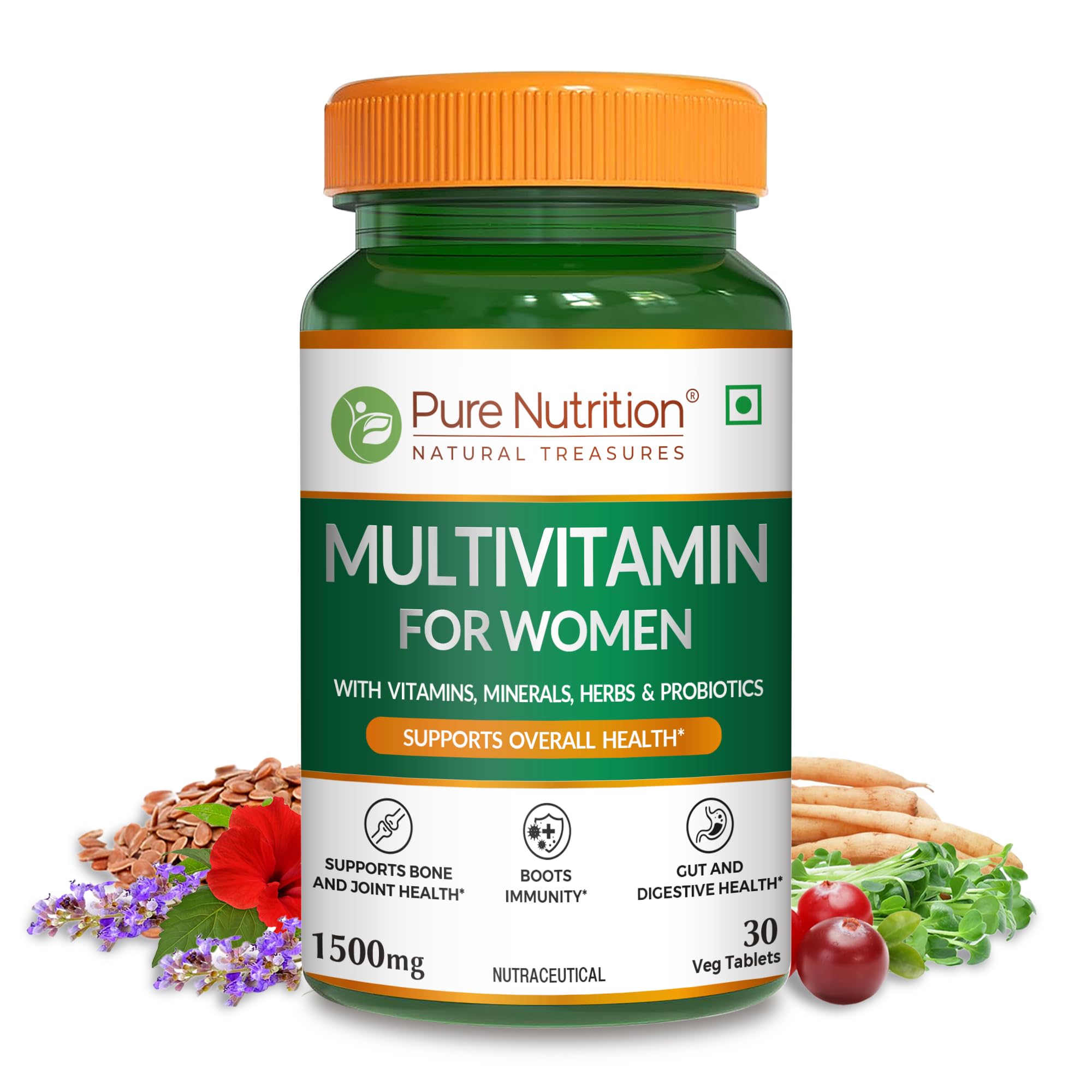 Pure Nutrition Multivitamin for Women – 1500 mg (30 Veg Tablets)